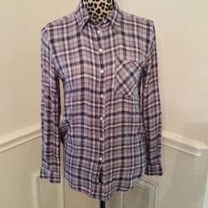 Joe Fresh blue plaid brushed twill shirt Small